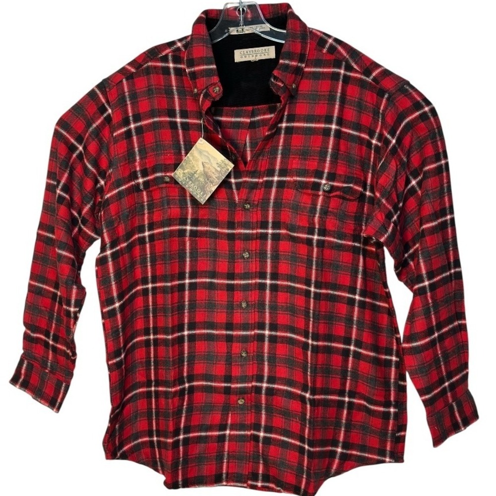 Claybrooke‎ Outdoors Flannel Shirt Red Black Plaid Lumberjack Oversized L NWT
